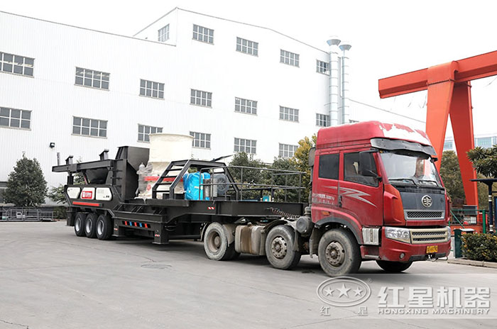 大型車載移動(dòng)式粉石機(jī)車頭牽著就可跑